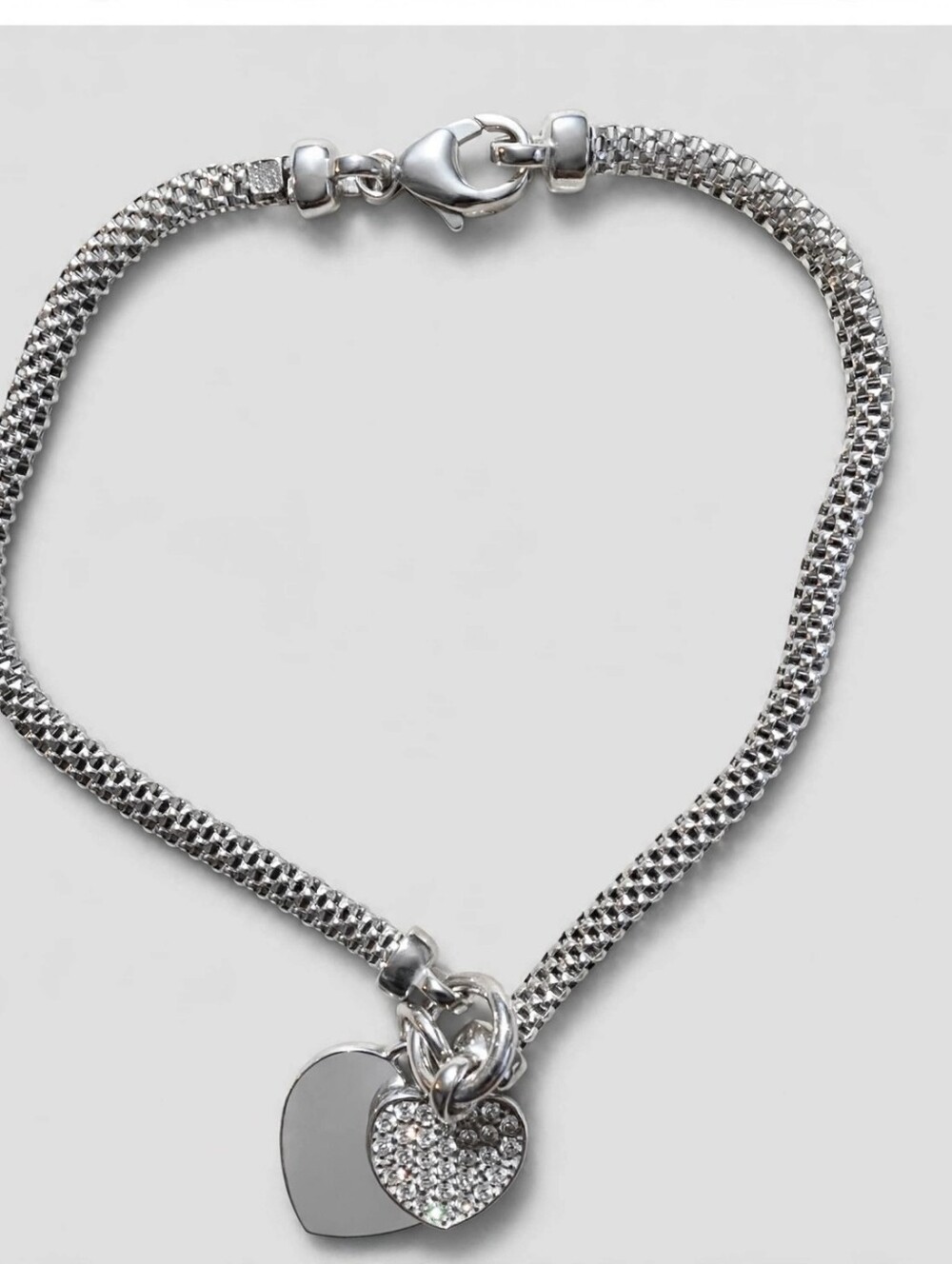 Elegant Silver Heart Charm Bracelet